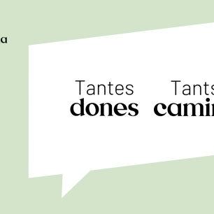 Graphic with speech bubble and text in Catalan language.