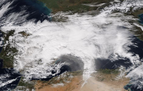 Imatge de satèlit del temporal Glòria