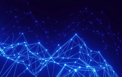 Gràfic de xarxa en un fons blau fosc.