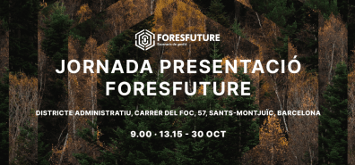 ForestFuture event poster with forest backdrop.