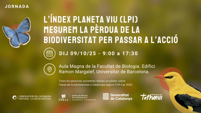 Poster with a blue butterfly and a yellow bird with event details. JORNADA LPI 2025