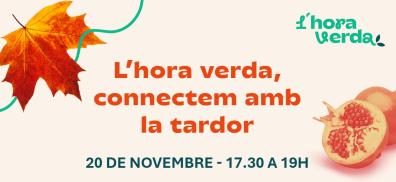 Autumn-themed poster with text and pomegranate.