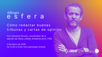 Man in a purple shirt looking at the camera, event poster.