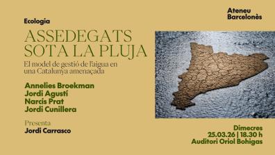 Poster for an event about water management, featuring a map of Catalonia.