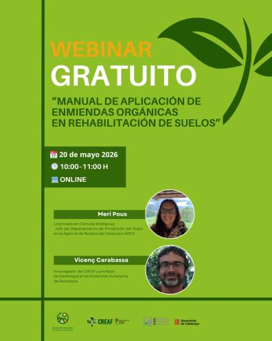 Webinar announcement with text on green background and headshots.