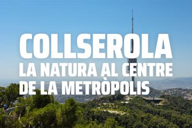Photograph of Collserola mountain with text overlay.